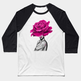 Girl with beautiful flowers instead of a head. Baseball T-Shirt